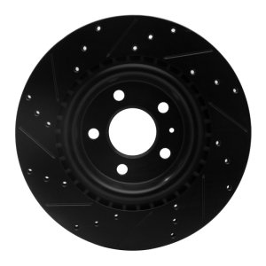 Audi A4 Brake Rotor (1) - Rear Right - R1 Concepts - Drilled & Slotted - Black - `08-`25